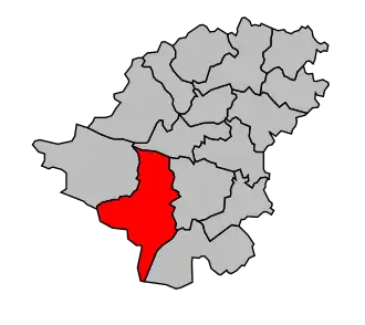 Kanton na mapě arrondissementu Langon