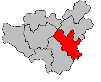 Kanton na mapě arrondissementu Lodève