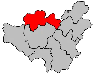 Kanton na mapě arrondissementu Lodève