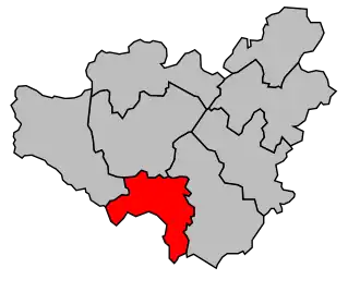 Kanton na mapě arrondissementu Lodève