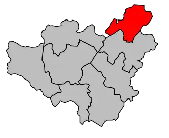 Kanton na mapě arrondissementu Lodève