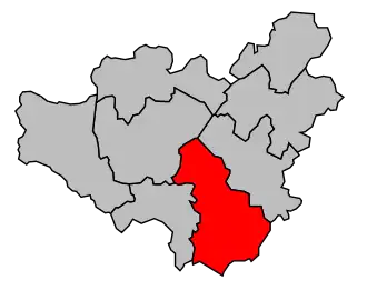 Kanton na mapě arrondissementu Lodève