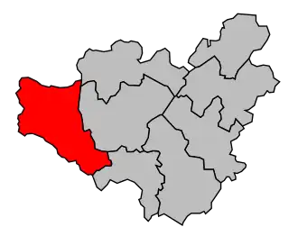 Kanton na mapě arrondissementu Lodève