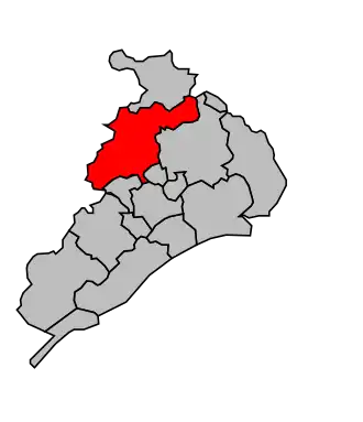 Kanton na mapě arrondissementu Montpellier