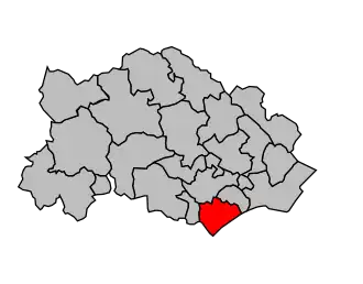 Kanton na mapě arrondissementu Béziers