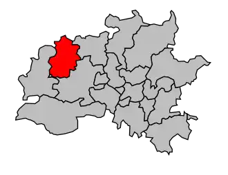 Kanton na mapě arrondissementu Rennes