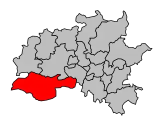 Kanton na mapě arrondissementu Rennes