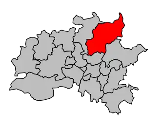 Kanton na mapě arrondissementu Rennes