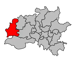 Kanton na mapě arrondissementu Rennes