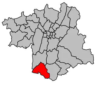 Kanton na mapě arrondissementu Grenoble