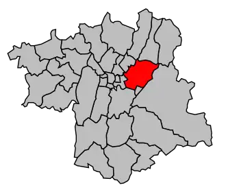 Kanton na mapě arrondissementu Grenoble