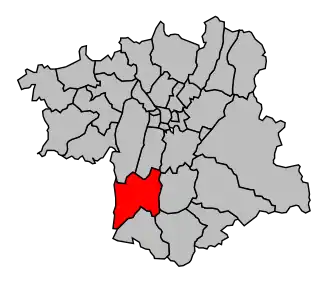 Kanton na mapě arrondissementu Grenoble