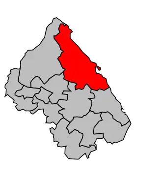 Kanton na mapě arrondissementu La Tour-du-Pin