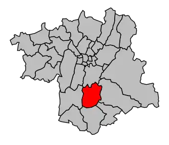 Kanton na mapě arrondissementu Grenoble