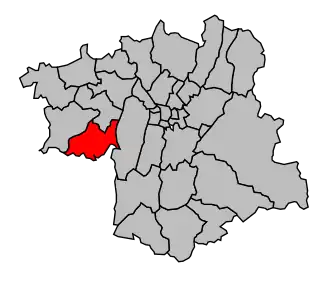 Kanton na mapě arrondissementu Grenoble