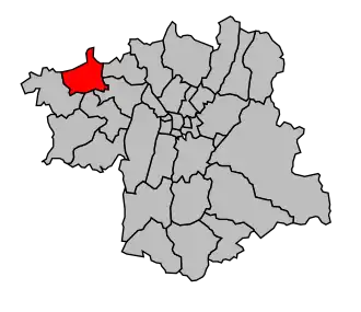 Kanton na mapě arrondissementu Grenoble