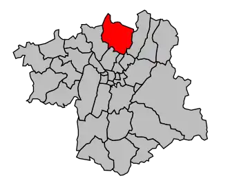 Kanton na mapě arrondissementu Grenoble