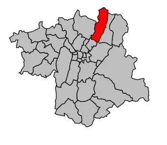 Kanton na mapě arrondissementu Grenoble