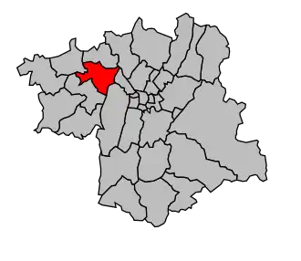 Kanton na mapě arrondissementu Grenoble