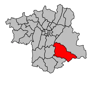 Kanton na mapě arrondissementu Grenoble