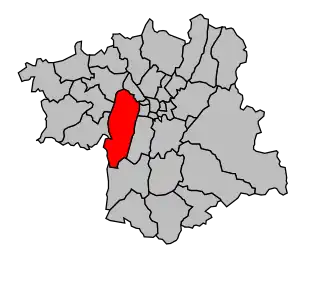 Kanton na mapě arrondissementu Grenoble