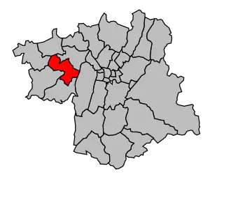 Kanton na mapě arrondissementu Grenoble