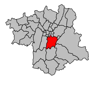 Kanton na mapě arrondissementu Grenoble