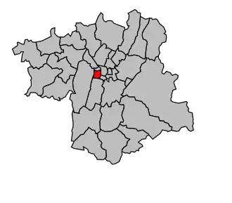 Kanton na mapě arrondissementu Grenoble