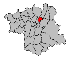 Kanton na mapě arrondissementu Grenoble