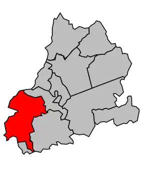 Kanton na mapě arrondissementu Dole