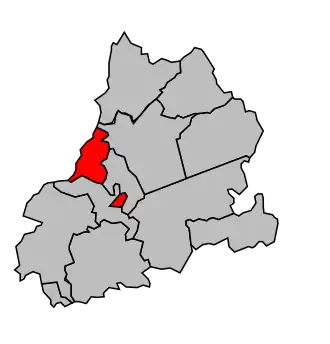 Kanton na mapě arrondissementu Dole