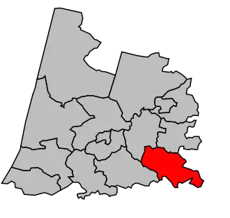 Kanton na mapě arrondissementu Dax