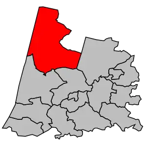 Kanton na mapě arrondissementu Dax