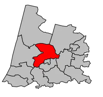 Kanton na mapě arrondissementu Dax