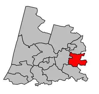 Kanton na mapě arrondissementu Dax