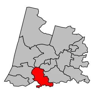 Kanton na mapě arrondissementu Dax