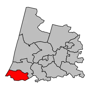 Kanton na mapě arrondissementu Dax