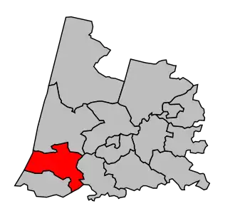 Kanton na mapě arrondissementu Dax