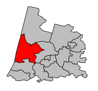 Kanton na mapě arrondissementu Dax