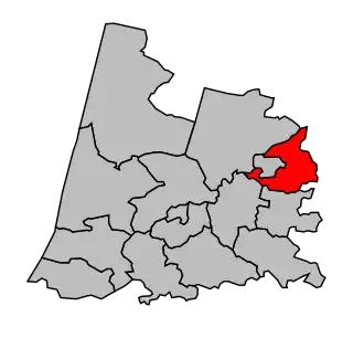 Kanton na mapě arrondissementu Dax