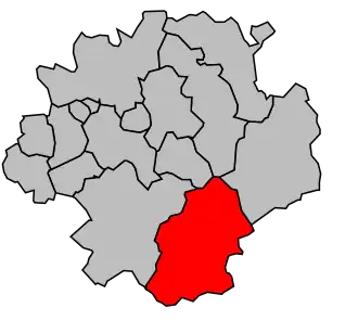 Kanton na mapě arrondissementu Saint-Étienne