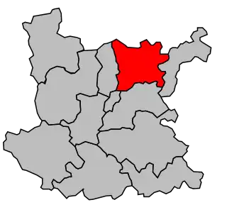 Kanton na mapě arrondissementu Roanne