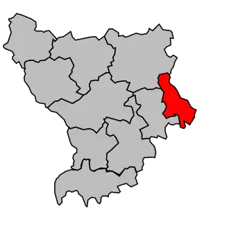 Kanton na mapě arrondissementu Montbrison