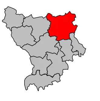 Kanton na mapě arrondissementu Montbrison