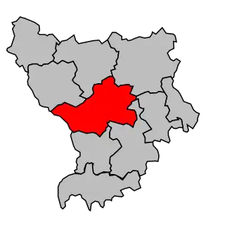 Kanton na mapě arrondissementu Montbrison