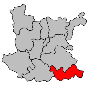 Kanton na mapě arrondissementu Roanne