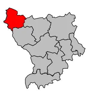 Kanton na mapě arrondissementu Montbrison