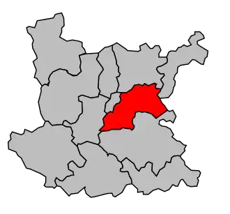 Kanton na mapě arrondissementu Roanne