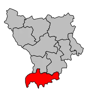 Kanton na mapě arrondissementu Montbrison