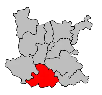 Kanton na mapě arrondissementu Roanne